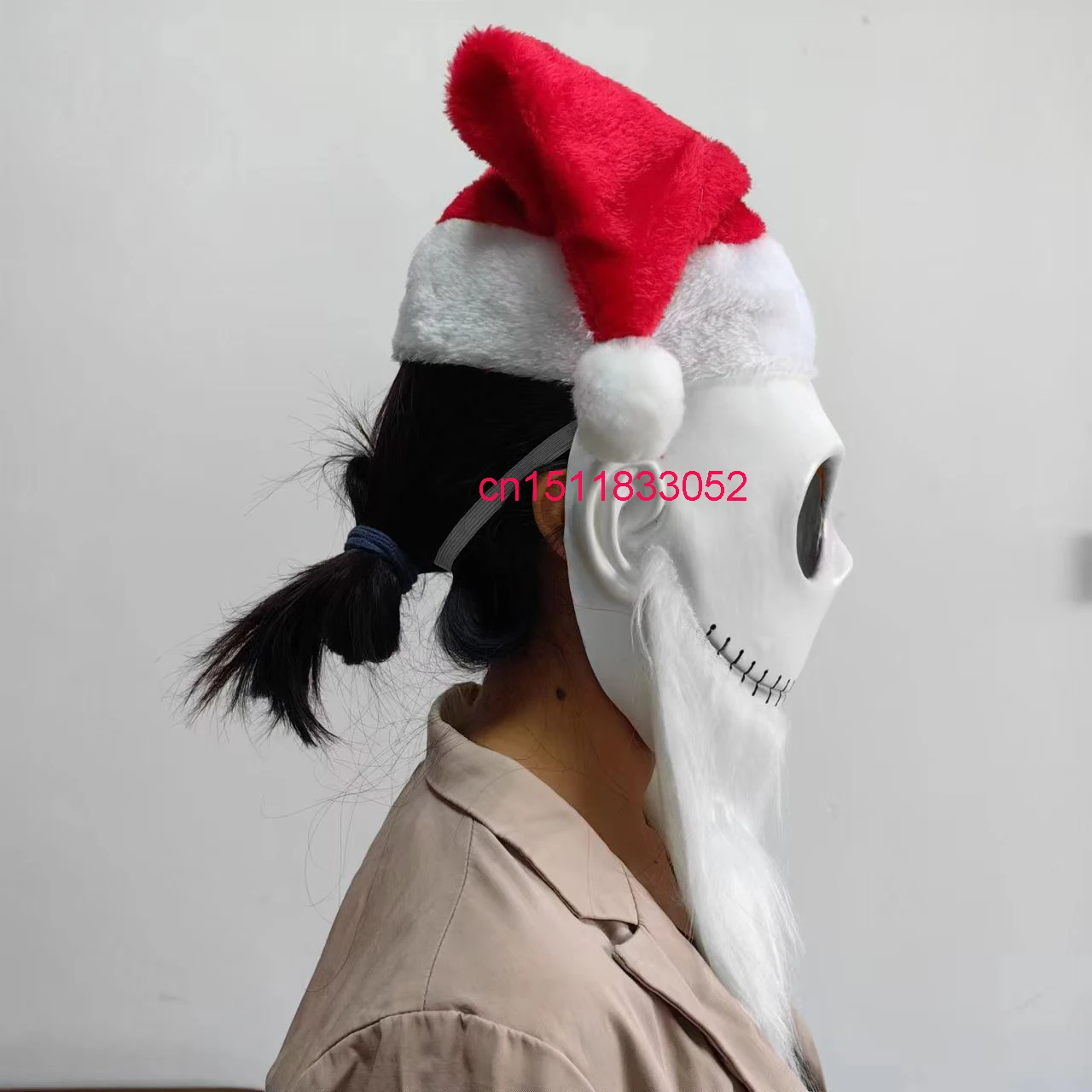 Christmas Hat Nightmare Skull Cosplay Mask Latex Adult Party Mask Props Jack Skellington Costume Ball Halloween XMAS Masks view 2