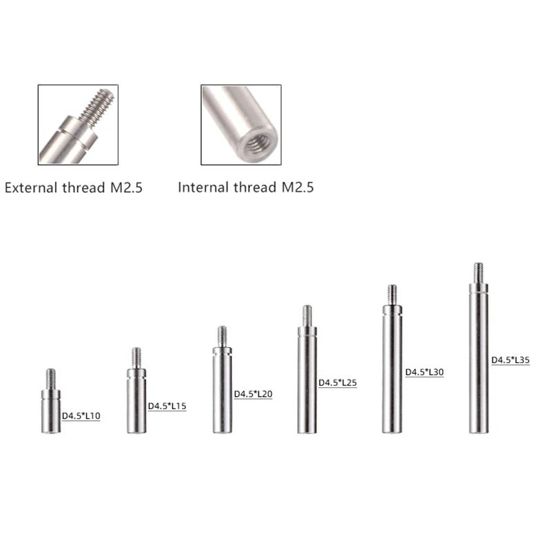 **1PC Stainless Steels Extension Legs For Indicator Extension Stem Rods For Dial Indicators Probe Connecting Rod M2.5*10mm-70mm