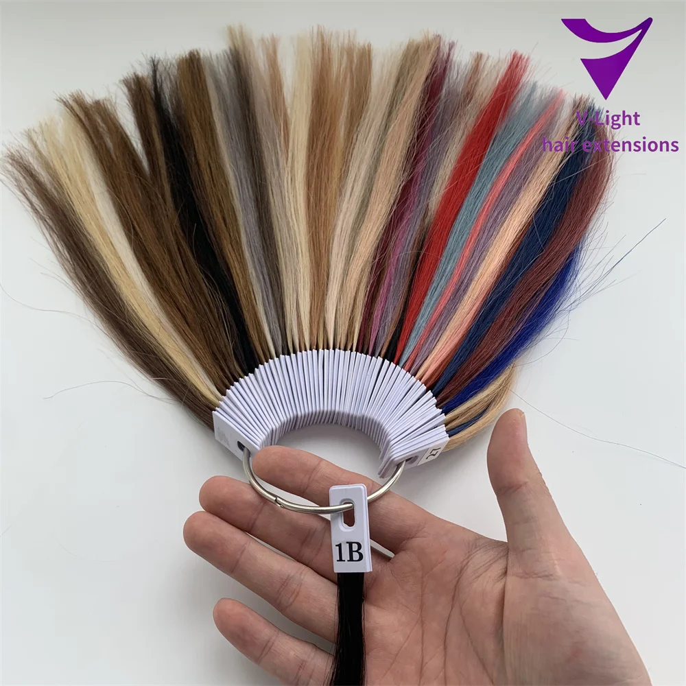 

Hot Selling 50-Color Ring Wheel for Virgin Cuticle Aligned Human Hair Extensions Light & Dark Color Variety