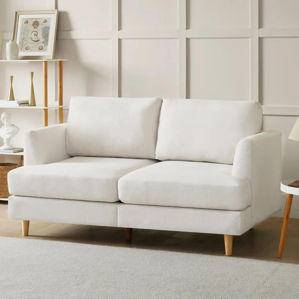 Loveseat 소파 65", 작은 공간을 위한 깊은 좌석 작은 소파, 거실을 위한 Mid Century Love Seat 소파, 덮개를 씌운 2인용