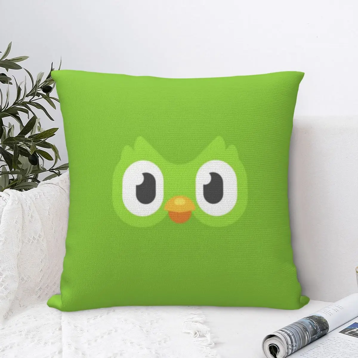 Duolingo Owl Duo Square federa fodera per cuscino in poliestere cuscino in velluto con cerniera cuscino decorativo Comfort per auto di casa