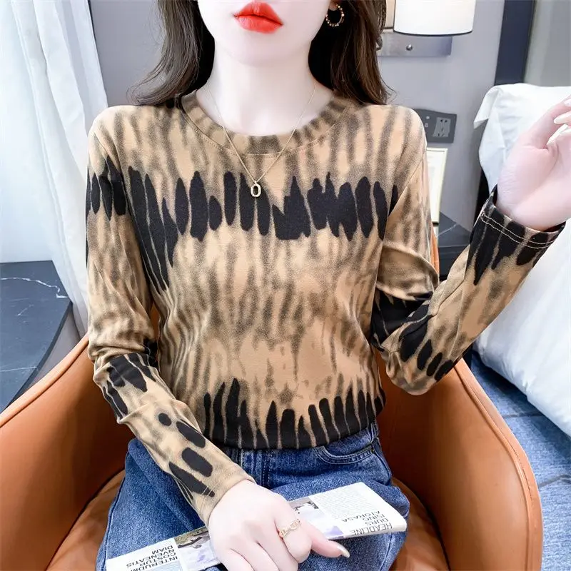 Fashion O-Neck Long Sleeve Printed Striped T-Shirts Women's Clothing 2024 Autumn New Loose Casual Tops All-match Tee Shirt