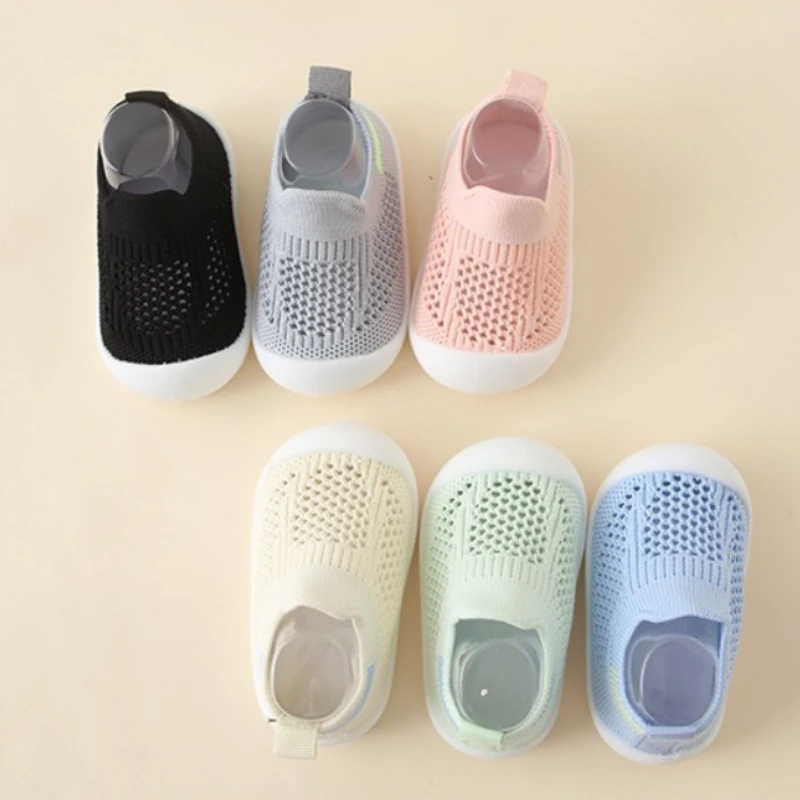 Baby Spring/Summer Soft Sole Socks Shoes Mesh Unisex Baby Anti Slip Floor Socks Children\'s 0-3T Lightweight Soft Walking Shoes