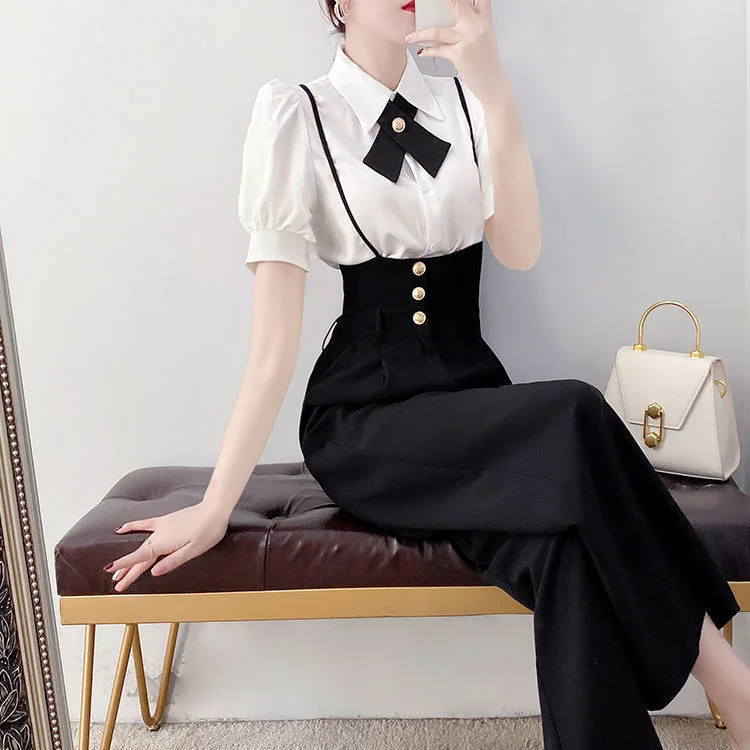 European High-end Short Sleeve Shirt with Wide Suit Women's Summer Thin Fashion Pants Blusas Clothes for Women Shirts Blouse