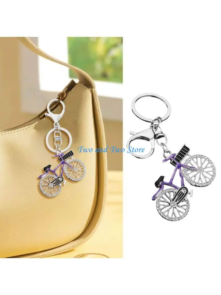 HX6F Elegant Couple Bike Keyring Crystal Embellished Sporty Accessory For Cyclists And Outdoor Lovers