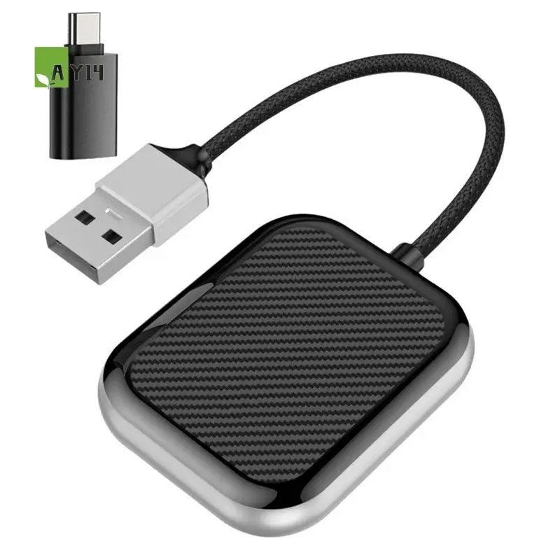 AY14 -2 In1 Wireless Carplay Adapter For Android AUTO AI Connectivity Box Carplay Wifi & BT5.2 LINUX OS Wired To Wireless