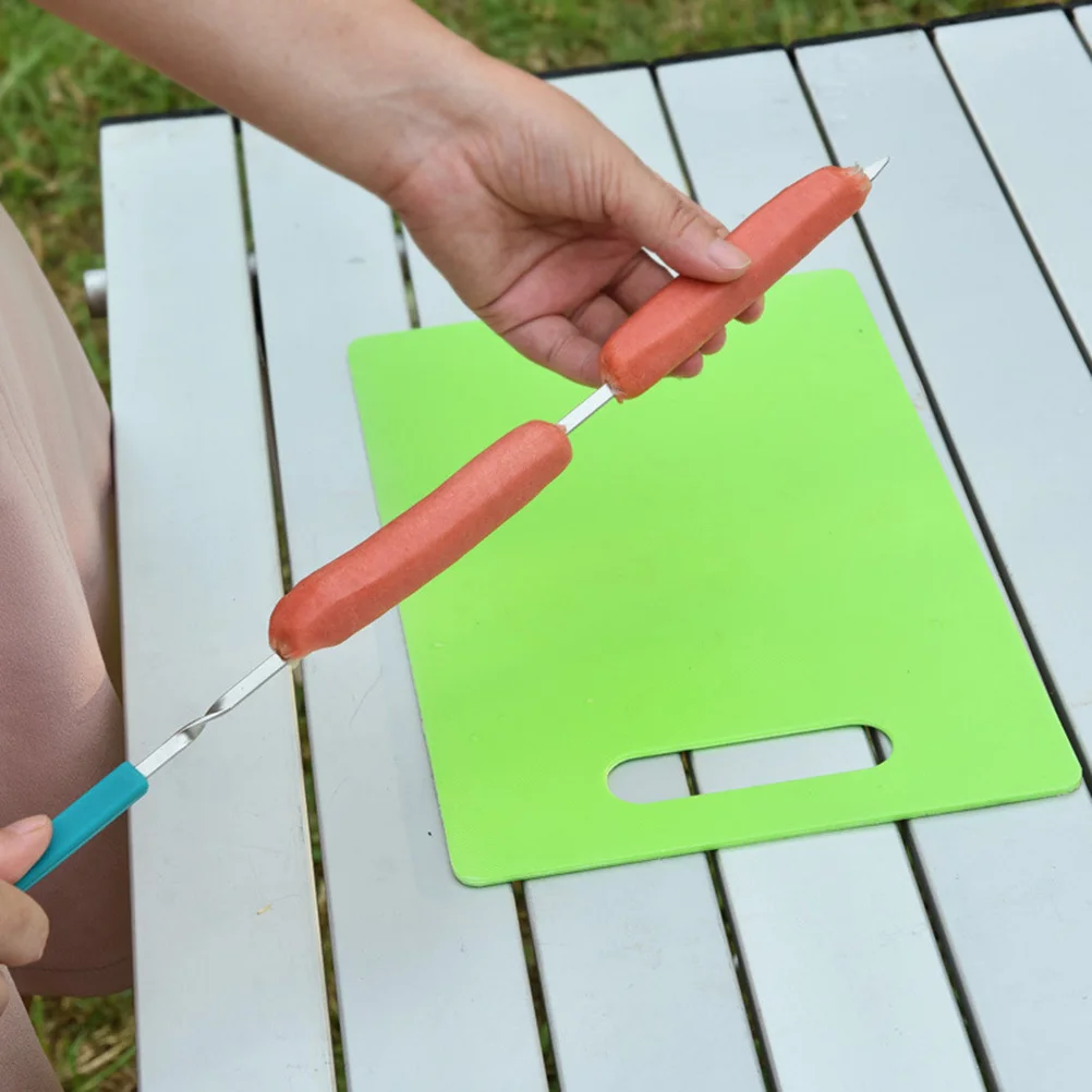 

10Pcs Stainless Steel Barbecue Skewers Set Flat Silicone Handle Reusable Durable Outdoor Camping Picnic Bbq Hiking Tools