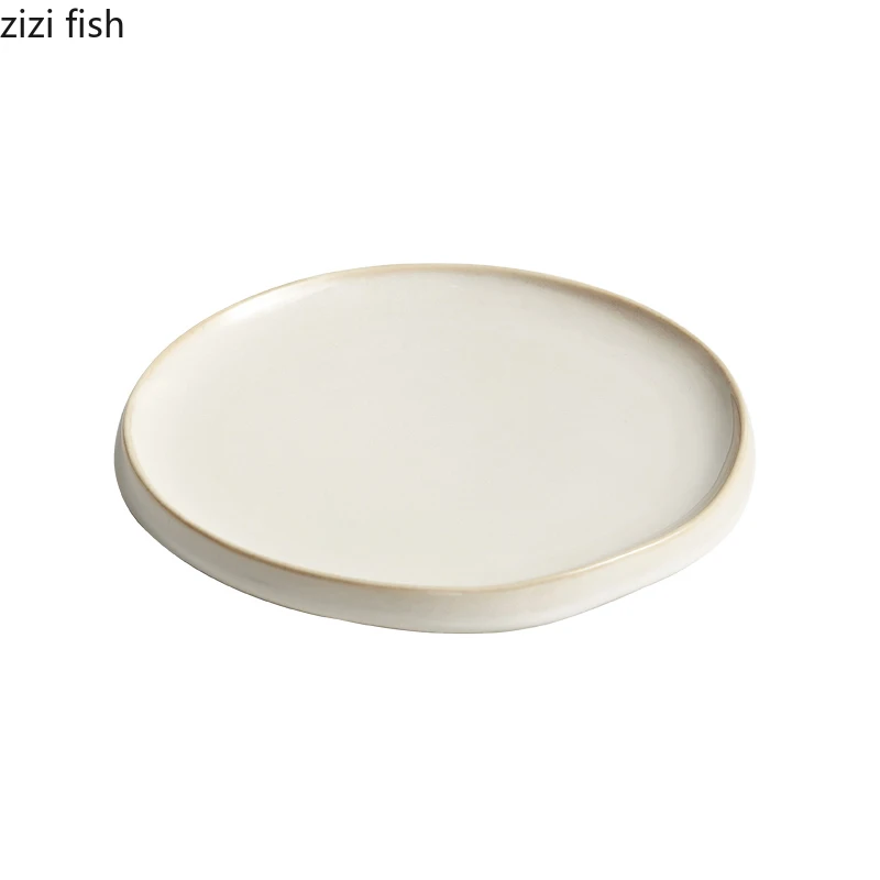 Simple Ceramic Dinner Plates Round Pasta Steak Plate Restaurant Solid Color Creative Tableware Snack Dessert Tray Cooking Dishes