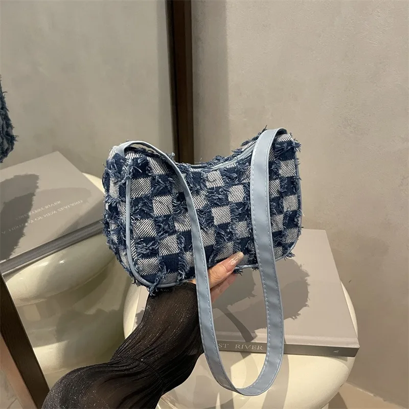 2025 Denim Canvas Purse - Trendy Crossbody Underarm Bag, Niche Commuter Wallet, Casual Shoulder Bag