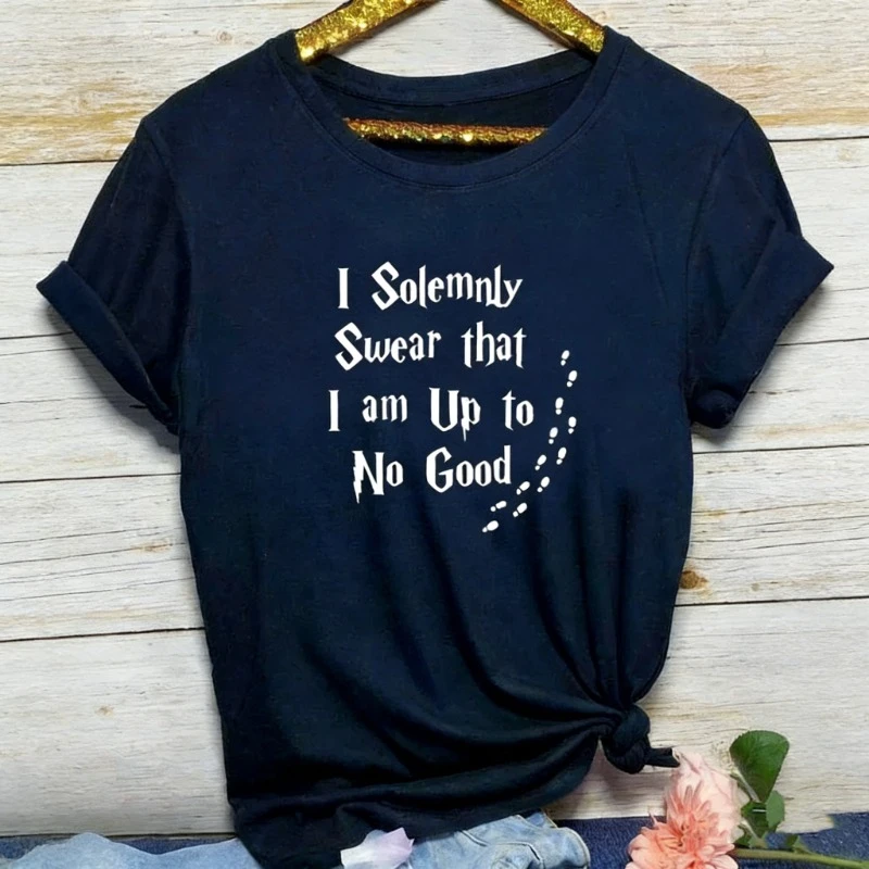 ICH Feierliche Schwören Brief Crewneck Print T Shirt Frauen Kurzarm Lose Beiläufige Sommer T Shirt Tops Kleidung Camisetas Mujer