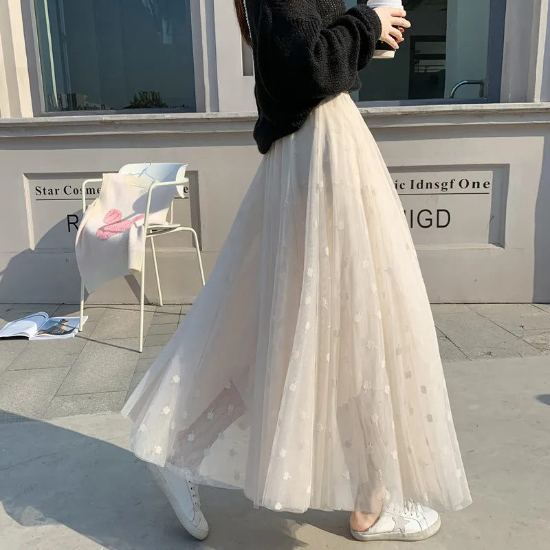 

Весенняя женская пышная юбка-миди А-силуэта с завышенной талией, стройнящая, длинная, в стиле феи, с драпировкой, однотонная