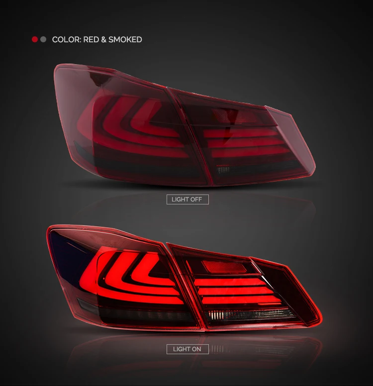 Pair Of Car Tail Light Assembly For Honda Accord 9th 2013-2015 LED Brake Signal light Tuning Parts Car Rear Lamp System