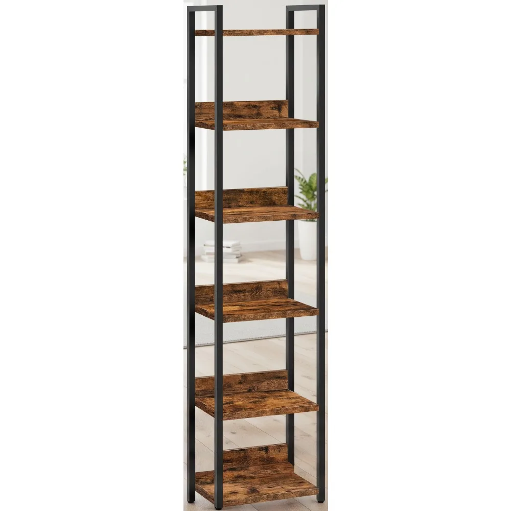 منظم تخزين رف الكتب مكون من 6 طبقات، خزانة كتب موفرة للمساحة للشقق الصغيرة، دراسة غرفة المعيشة وغرفة النوم #1