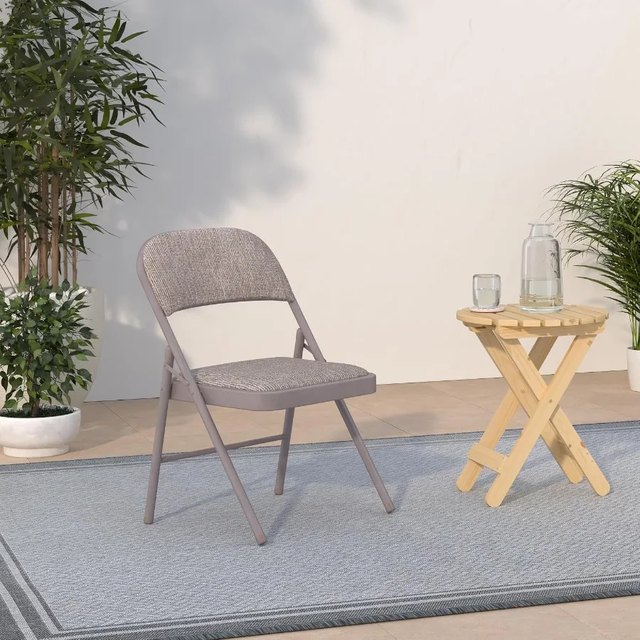 Sudden Comfort 4 Pack Folding Dining Event Chairs Steel Frame Beige Portable Foldable Chair  Wedding Banquet Party Home Indoor