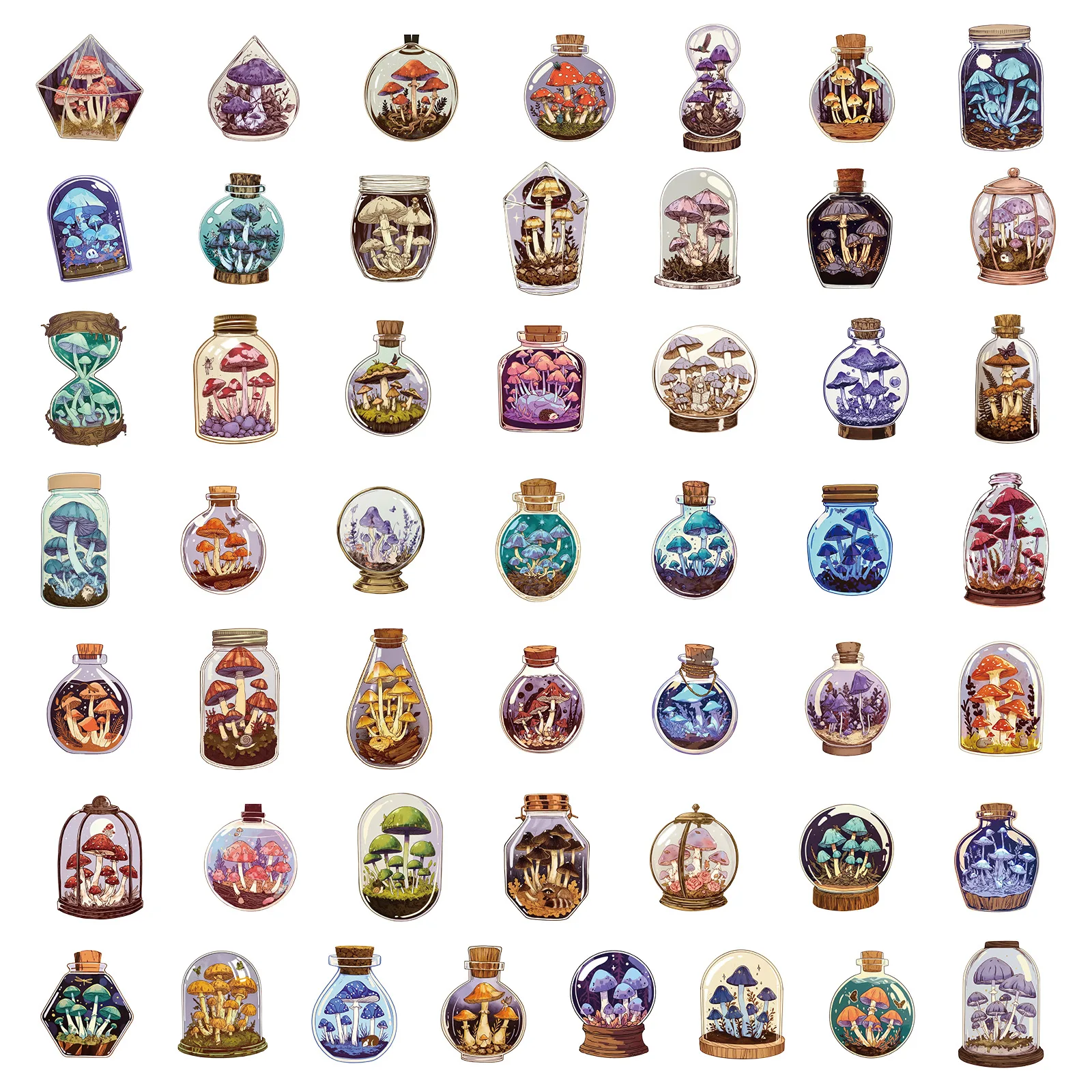 50PCS Kawaii Pilz Aufkleber Vintage Pilz Aufkleber Laptops Gepäck Tagebuch Skateboards Coole Gitarre Motorrad Aufkleber