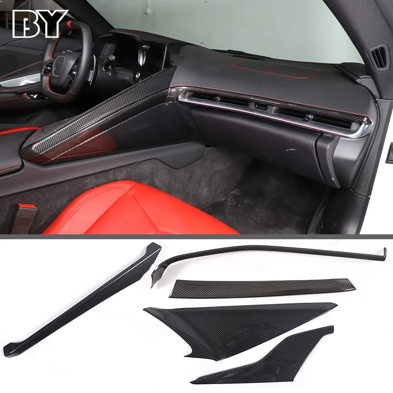 ABS Carbon Fiber Car Interior Center Console Co-pilot Panel Cover Trim Stickers Kits For Corvette C8 Coupe Z51 2020-23 Accessory