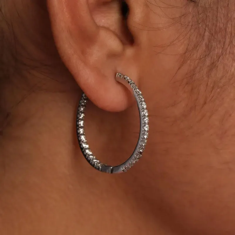 4CTW Round Cut Lab Diamond Inside Out Hoop Earrings 14K/10K Gold Earrings For Women Gift For Her