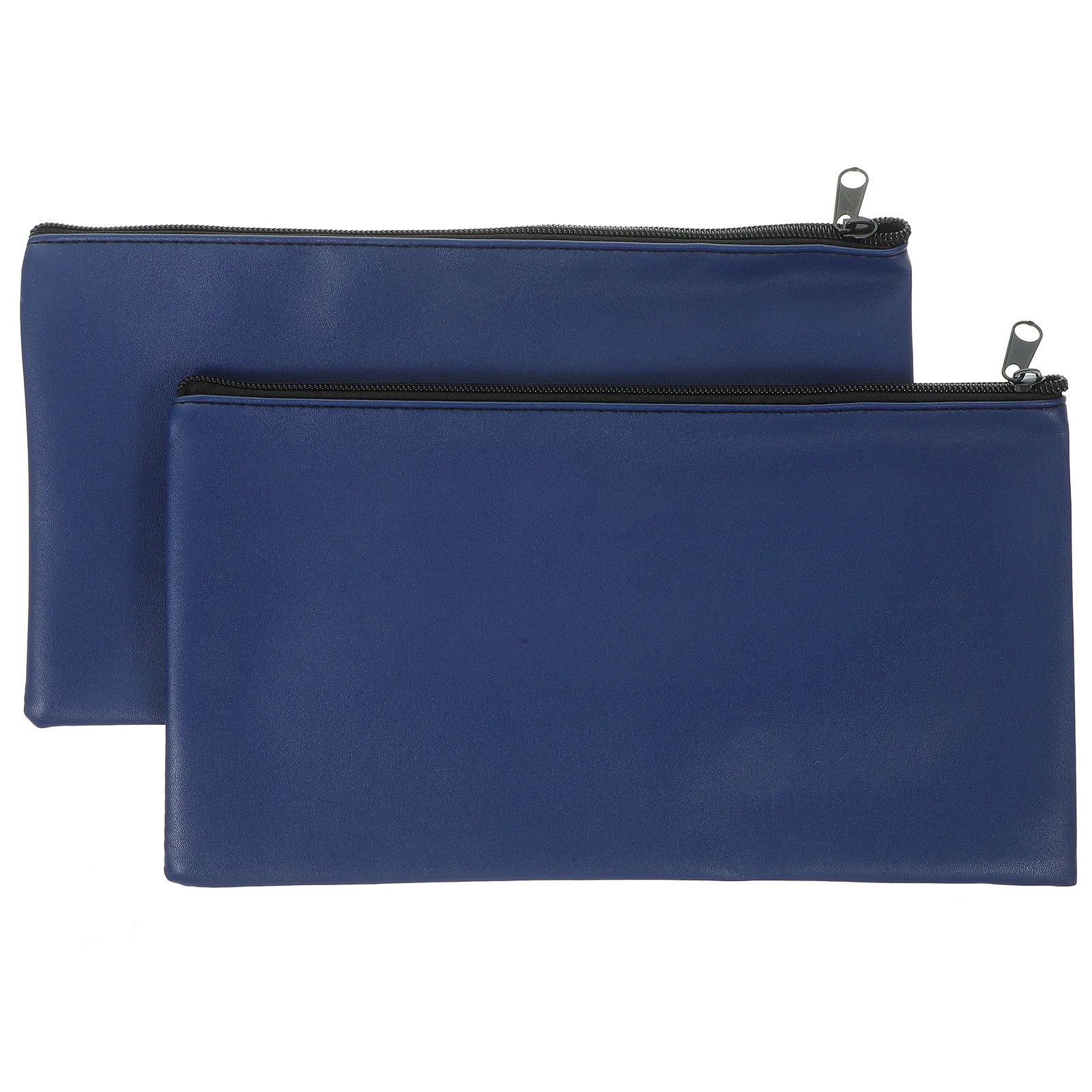 2pcs Pu Receipt Organizer Zipper Closure Cash Pouch For Bills Coins Checks Documents Storage Money Bag Portable File