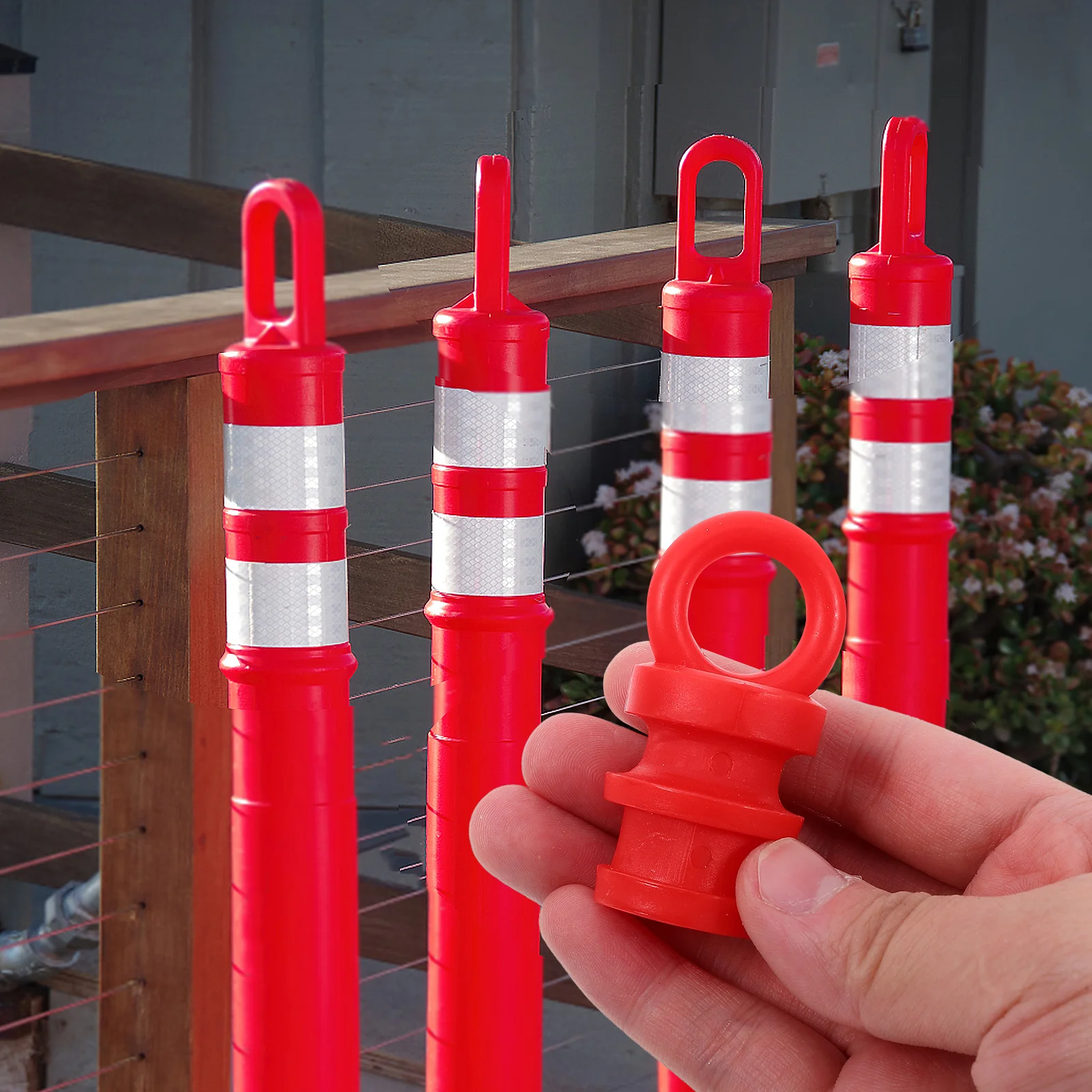 6 قطعة قبعات عمود مطاطية متعددة الوظائف سلسلة ربط غطاء عمود الدرابزين تحذير سياج درابزين استبدال في الهواء الطلق