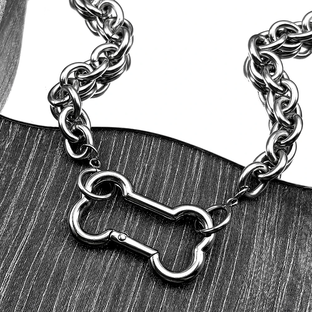 Punk-Hunde-Knochen-Anhänger-Halskette für Damen, Egirl, Edelstahl, silberfarben, cooles Accessoire, süßer DIY-Kettenschmuck, Goth – Detail 6