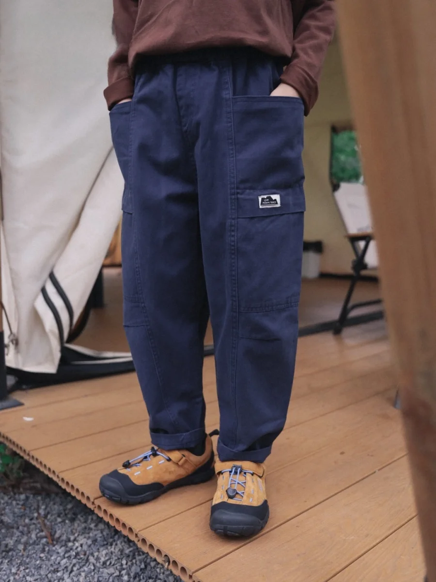Facec Pure Cotton Work Trousers for Boys Outdoor Camping Hiking Loose Fit Spring Autumn New Style Mountain Series Kids Pants