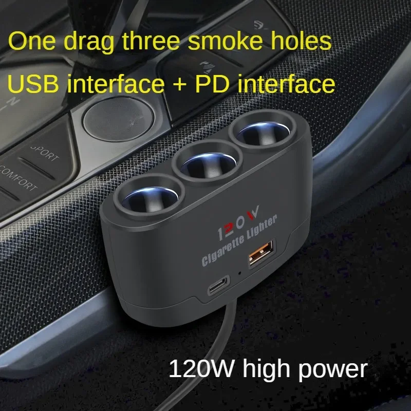 Chargeur de voiture Laguna, allume-cigare 120W 12V 24V, répartiteur 3 prises, prise de conversion de puissance USB PD, adaptateur de charge rapide pour téléphone, touristes