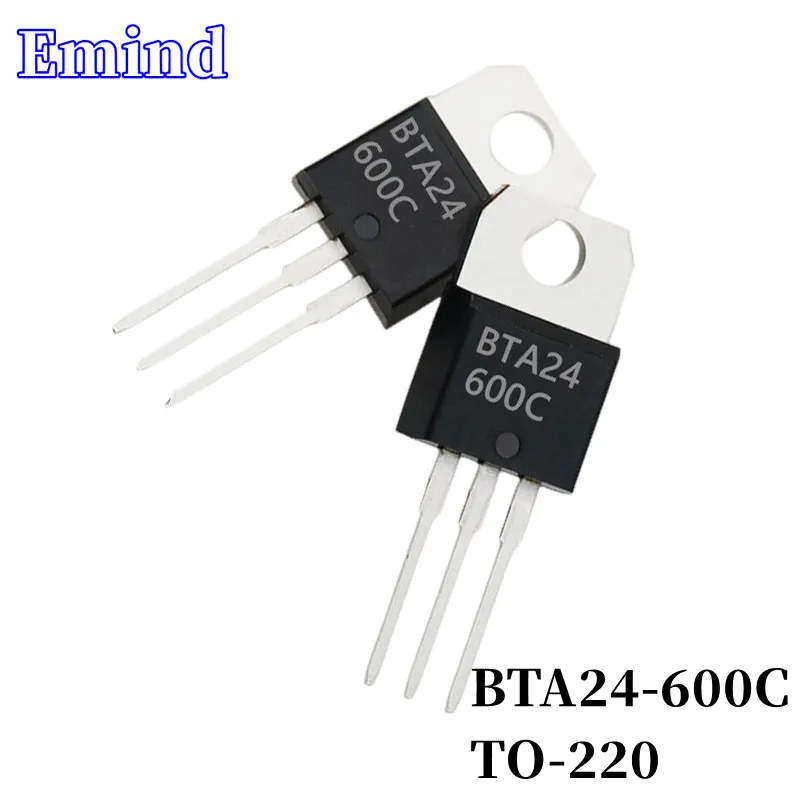 

5Pcs BTA24-600C BTA24 Thyristor TO-220 24A/600V DIP Triac Large Chip