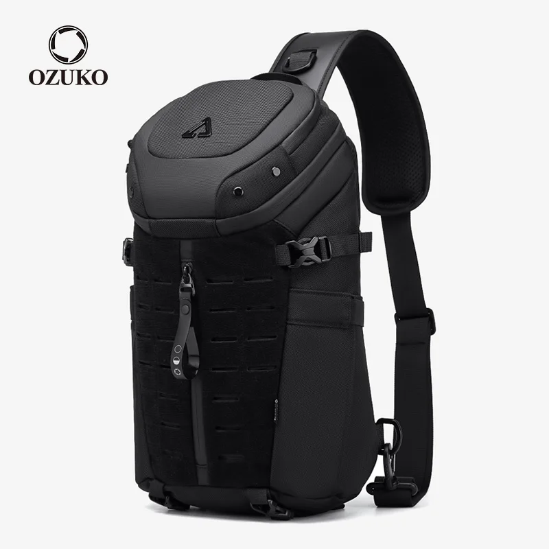 Ozuko-Grande capacidade impermeável Crossbody sacos para homens, saco de peito masculino, viagem curta, Sling Messenger Bag, moda bolsa de ombro,