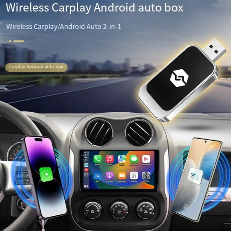 USB 2 In 1 Wireless Carplay Android Adapter Wireless Adapter Car Adapter Convert Wired Android Auto To Wireless-N35R