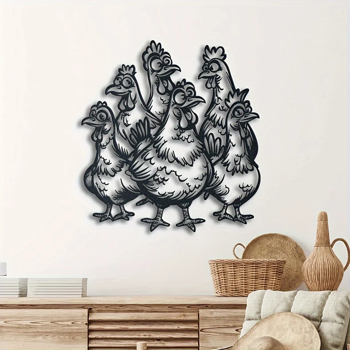 CIFBUY Metal Rooster Wall Art Farmhouse Decor Intricate Feather Weatherproof Indoor Outdoor Hanging Sculpture Living Room
