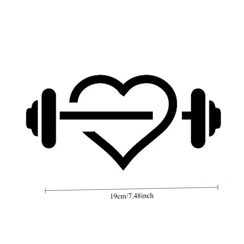 Scratch Trim Car Decal High Quality Silhouette Vinyl New Design Unique Gym Heart Fitness Dumbbell Sport Trim