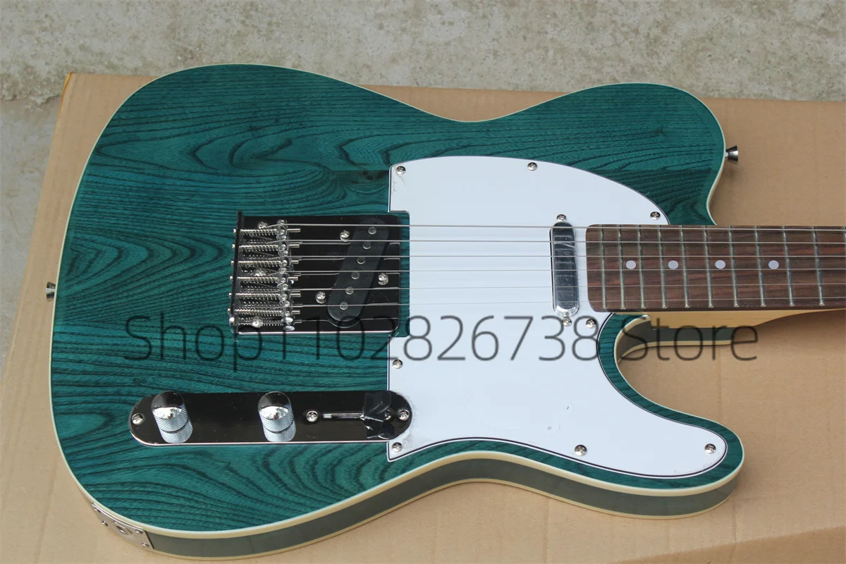 Classic Green Electric Guitar Te Guitar ASH Wood Body Maple Neck White Guard Fixed Bridge   Factory Custom