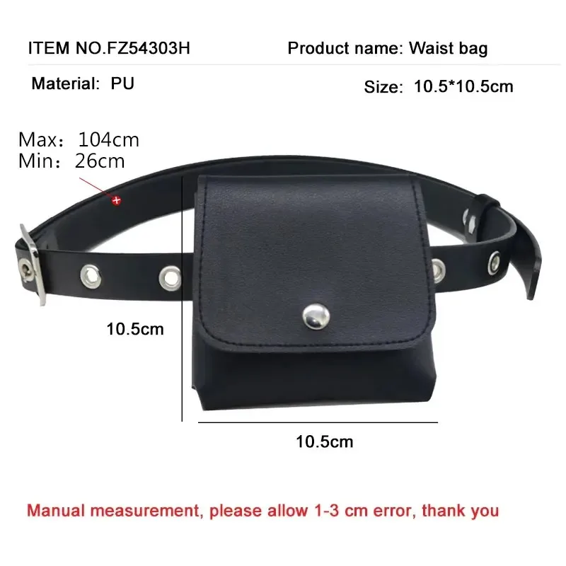 Women Fashion Waist Pack PU Fanny Pack Simple Women's Gift Belt Bag Phone Chain Bags For Lady Casual Pack Female Purse Black