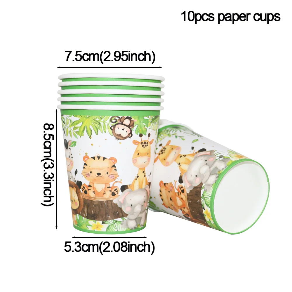 Wald Dschungel Geburtstag Party Dekorationen Wild One Tier Tischdecke Geschirr Set Woodland Safari Happy Birthday Party Supplies – Detail 10