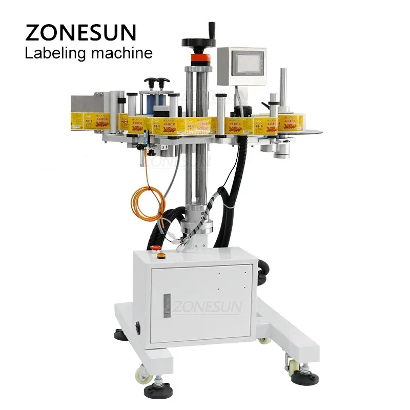 ZONESUN ZS-TB852 자동 원형 버킷 라벨링 기계 탁상용 항아리 라벨 어플리케이터 스티커 라벨러 라벨 디스펜서