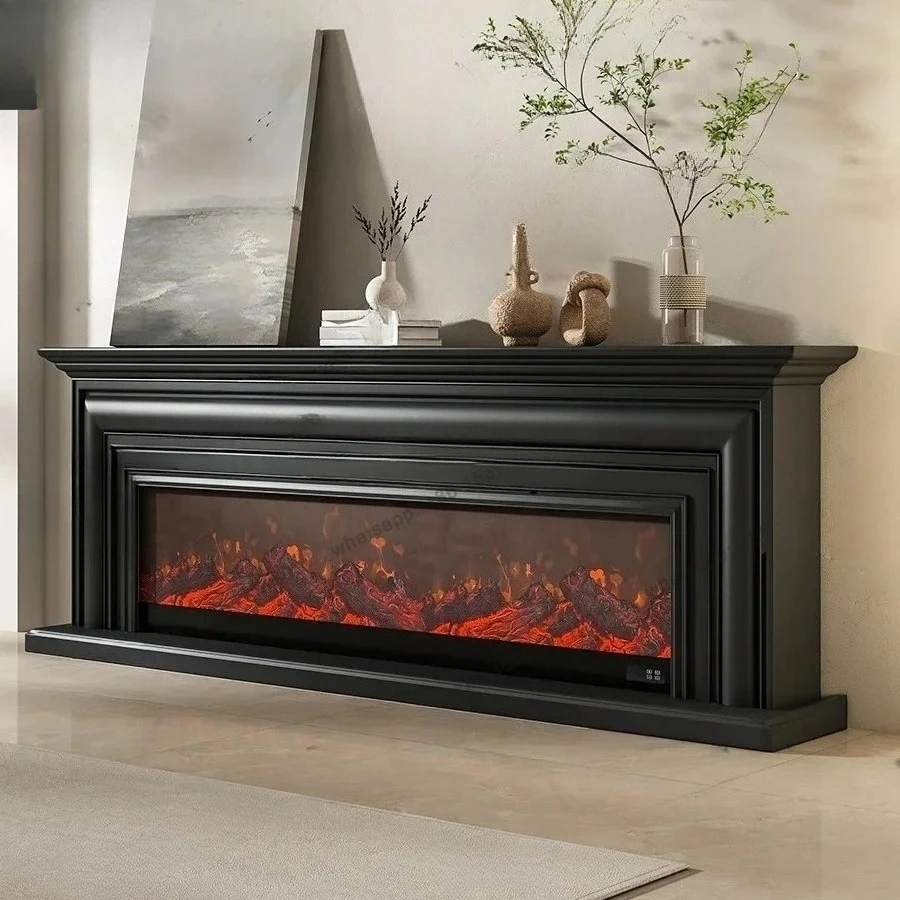 

modern minimalist black heating electronic fireplace simulation decorative cabinet floor cabinet