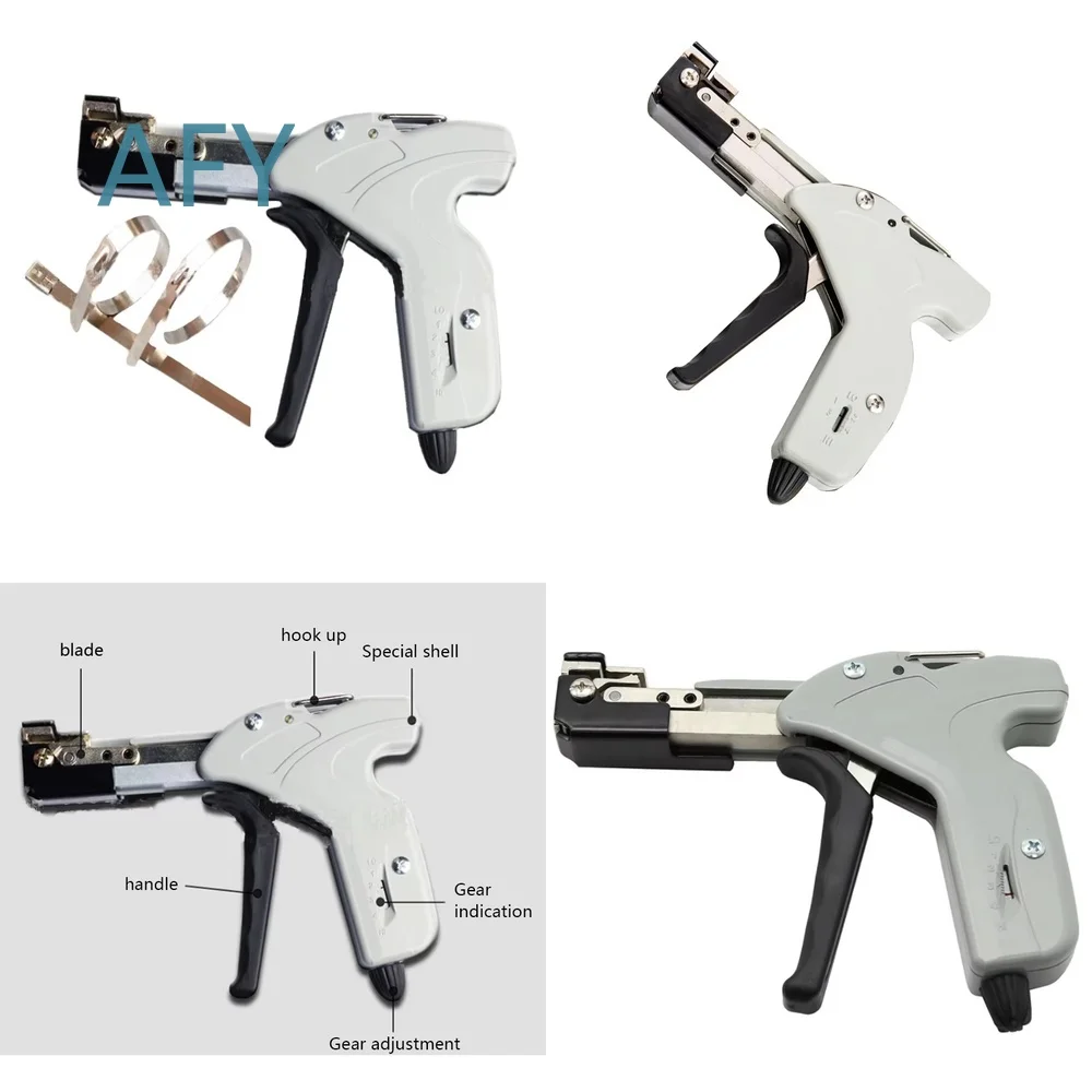 Stainless Steel Self-Locking Tie Gun Tensioner Tool for Cable Ties Binding Pliers for Electrical Wiring Installation