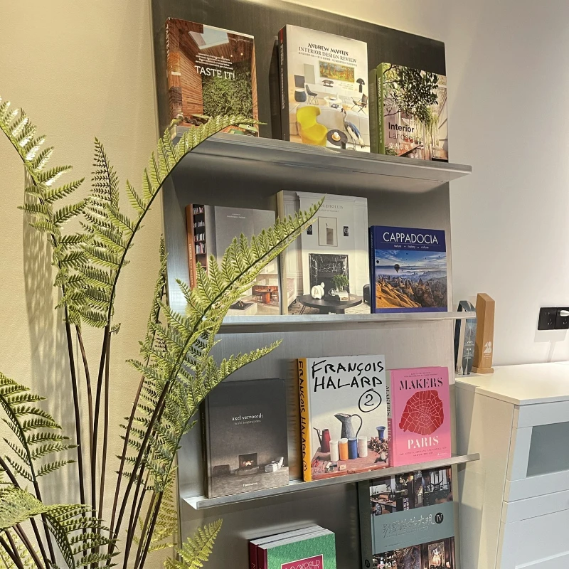Stainless steel newspaper rack second-hand wall-to-wall magazine display shelf bookshelf Italian floor-to-ceiling cosmetics
