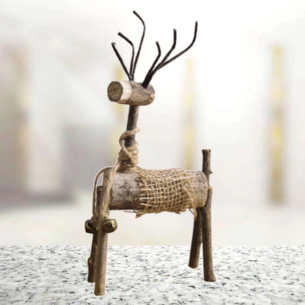 

Vintage Style Wooden Deer Ornament for Desk Home Hotel Office Use Art Collection Appreciation Gift Idea All Year Round