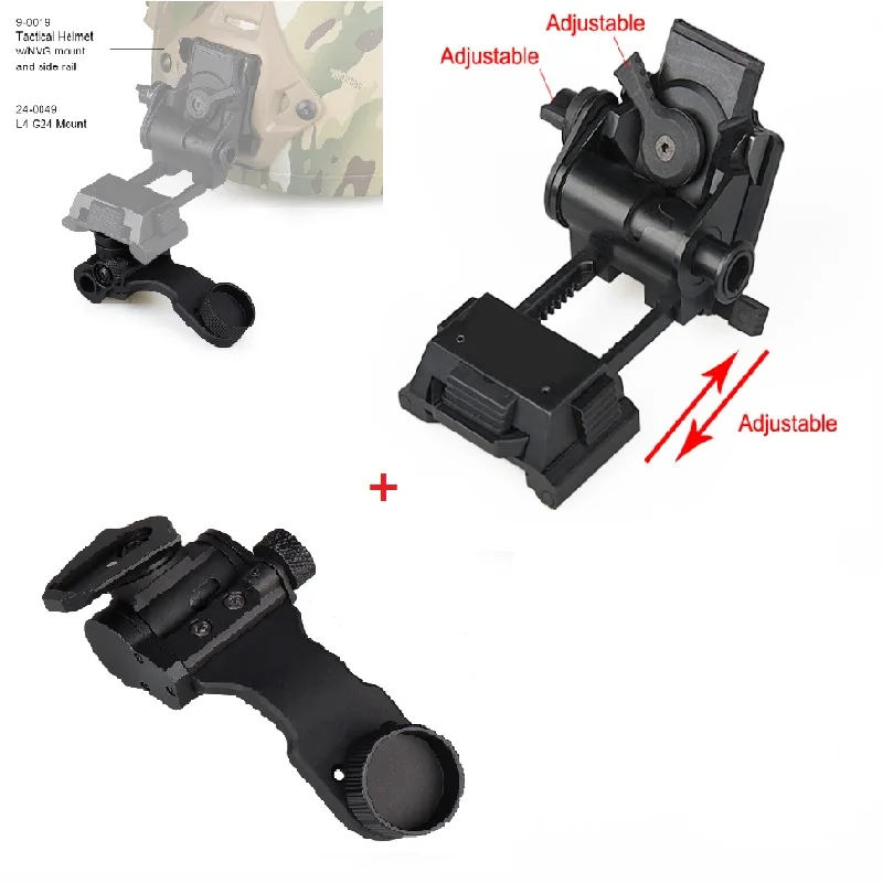 

Metal L4 G24 Night Vision Mount Helmet Fast Mount Adapter And Standard PVS14 Dovetail J Arm Adapter For Hunting HS24-0049