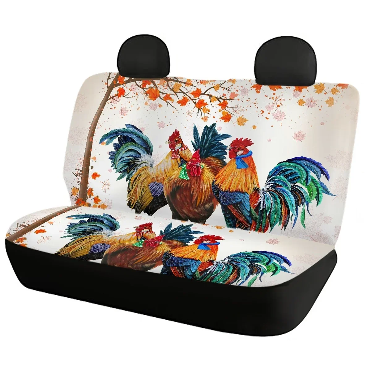 3D Animal Printing Full Set Car Seat Covers Fit Most Cars Cute Rooster Pattern Vehicle Seat Cover Front and Back Seat Breathable