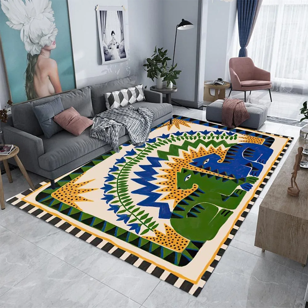 Ancient Egypt Abstract Carpet Decor Rug for Living Room Colorful Tiger Leopard Figure Bath Non-Slip Footpad Home Decoration Rugs