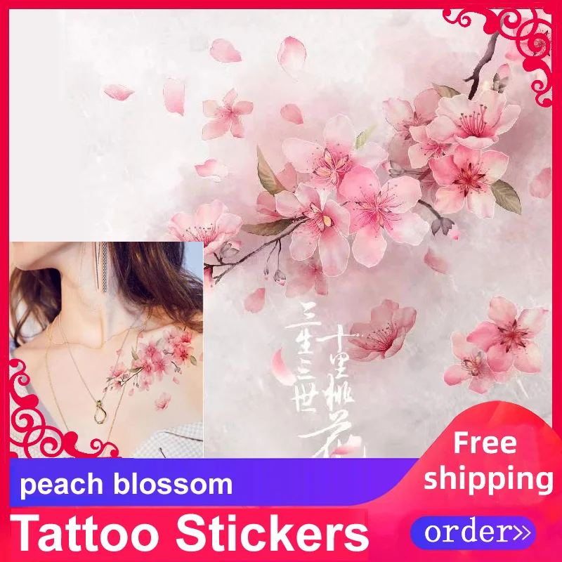 

Free Shipping 5pieces/Lot Painless Peach Blossom Tattoo Stickers for Body Woman Girl Man Bikini