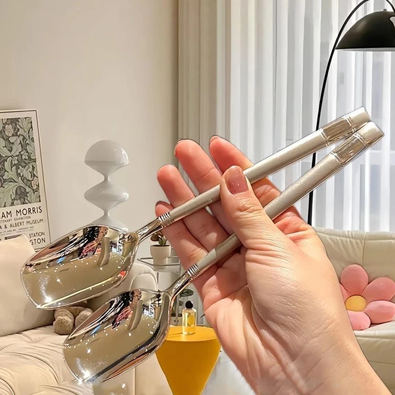 Long Handle Square Head Spoon Lantern Stainless Steel Watermelon Spoon Thickened Household Kitchen Supplies
