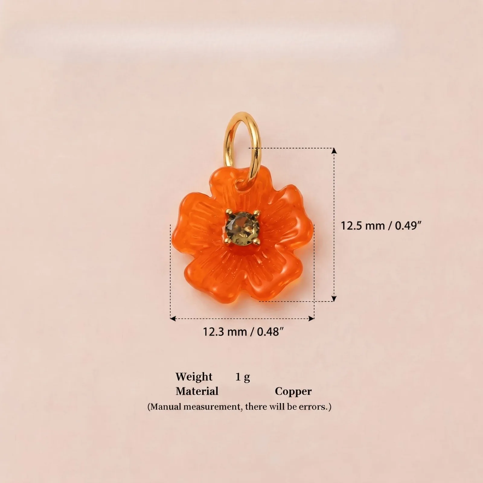 1 Stück Harz-Mehrfarben-Blumenanhänger, 18K vergoldeter Zirkonia-Messinganhänger für DIY-Halsketten- und Ohrringzubehör, Großhandel – Detail 5
