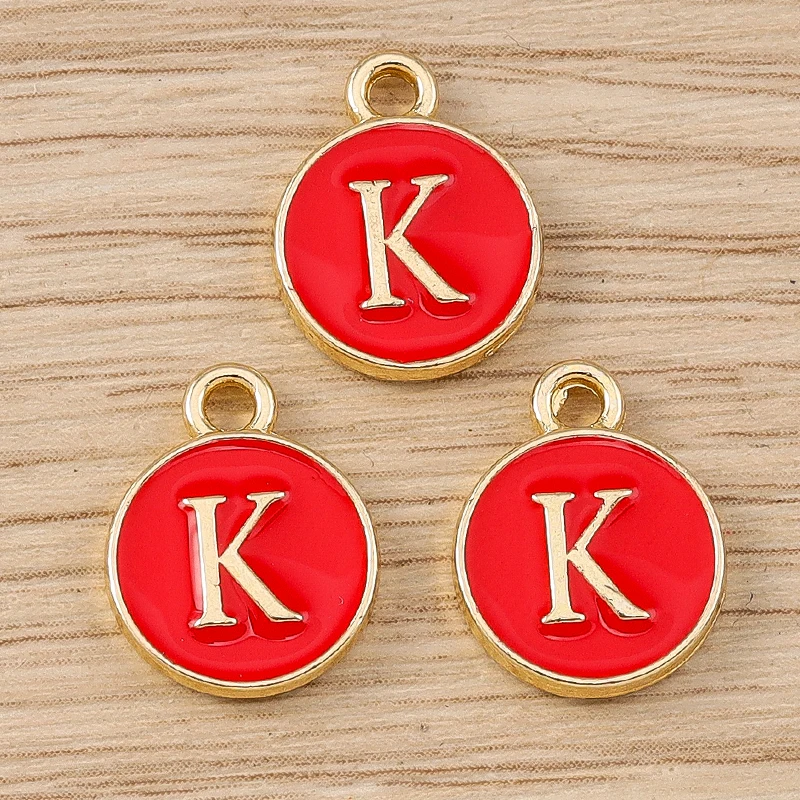 10 Stück 11x14mm Niedliche Emaille-Buchstabenanhänger A-Z für Schmuckherstellung, Ohrringe, Anhänger, Halsketten, DIY-Bastelbedarf – Detail 13