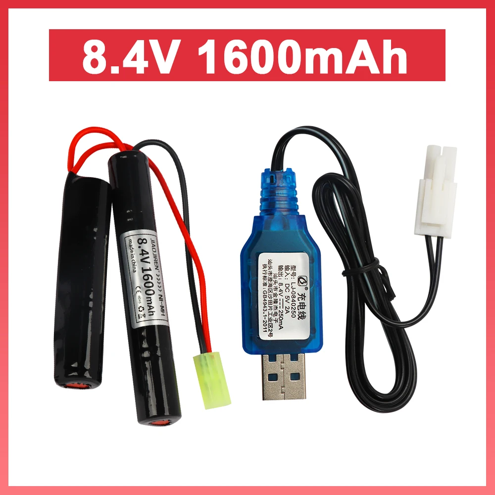 8.4V 1600mAh Airsoft Battery for H VFC HK416 CQB Rifle parts 8.4V NIMH Butterfly Nunchuck Battery with Mini Tamiya Connector