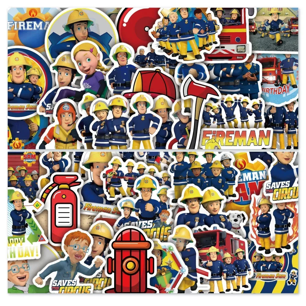 50Pcs Fireman Sam Stickers For Cup Phone Laptop Ipad Scrapbooking Luggage DIY Kscraft Firefighter Sticker Decals for Kid Toys