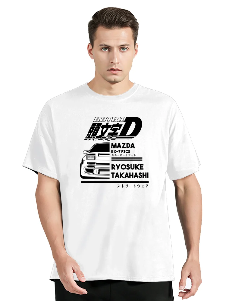 AE86 Initial D Japanese Anime T-shirt O-Neck Short Sleeves Tshirts Summer Casual Fashion Unisex Men Cotton Tee-shirt Racing Car