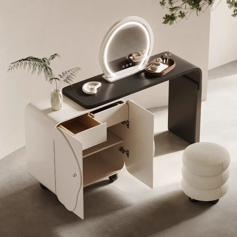 

#Luxury Makeup Vanity Coiffeuse De Chambre Furniture Cream Style Minimalist Illuminated Makeup Dressing Table Modern Elegant